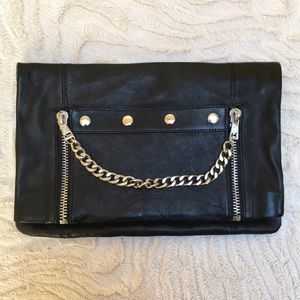 Ash Leather and Chain Clutch